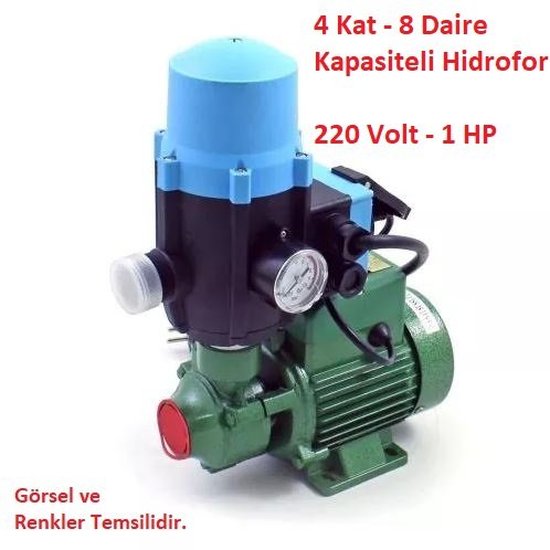 4 Kat - 8 Daire Kapasiteli Hidromatlı Otomatik Hidrofor 220 Volt 1 HP Preferikal Pompalı 1